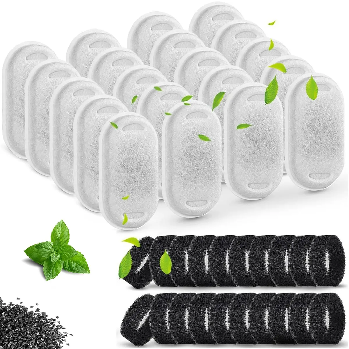 12Set Cat Fountain Replacement Filter, 3.2L/108oz Stainless Steel Pet Water Fountain Filter , Multi-Layer Filtration System, Cat and Dog Fountain Accessories