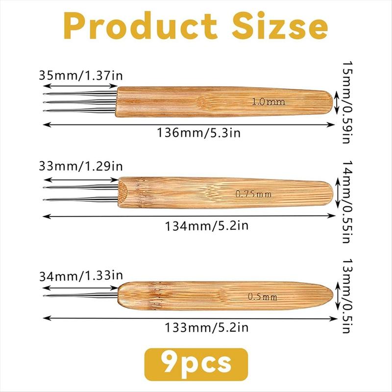 9Pcs Dreadlock Crochet Hook for Hair Loc Needle for Dreads Tool for Braid Craft Dread Locks Crochet Needles for Christmas New Year Home Use