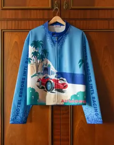 Hotel Errors Tech Racing Jacket 1956 Monaco Grand Prix Coverd Zip Polyester Biker Collar All Over Monaco Print