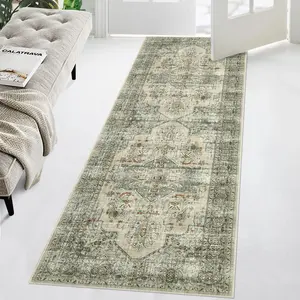 【GARVEE】Washable Rug 2x6 Runner Rug Non Slip Hallway Runner Rug Non Shedding Kitchen Floor Runners, Beige Brown