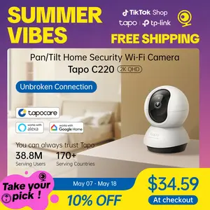 [Summervibes] TP-Link & Tapo C220 2K Pan/Tilt Smart Security Camera – Pet & Baby Monitor with Motion Tracking, Starlight Night Vision, 2-Way Audio, 512 GB Local/Cloud Storage, Alexa & Google Home
