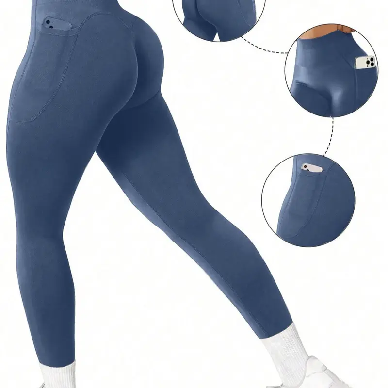 Women's Solid High Waist Sports Leggings, High Stretch Seamless Yoga Leggings, Gym Workout Leggings, Ladies Sportswear for Indoor Outdoor Wear, Activewear Pants, Female Gym Clothes