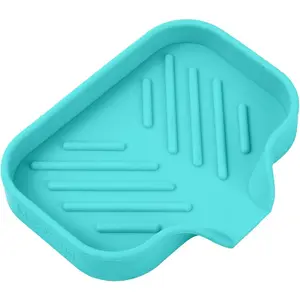 Silicone Bathroom Soap Dishes with Drain Spout-Bathroom and Kitchen Sink Organizer,Sponge Holder,Dish Soap Tray,Perfect for Dispenser,Scrubber,Bottle,Cup on Sink or Counter-Mint 4.9"*3.2"