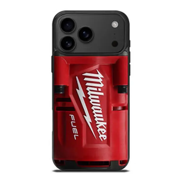Milwaukee Fuel Battery Phone Case, Red Black Power Tool Battery Design, Rugged Blue Collar Tough Protective Case for iPhone 17 16 15 14 13 12 11 Pro Max Plus