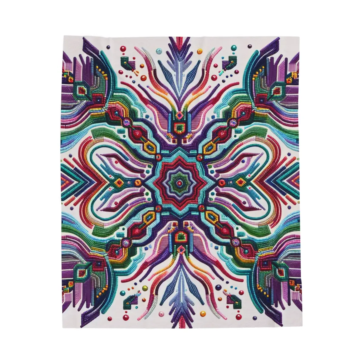 Kaleidoscopic Fusion of Traditional Beads- Plush Blanket