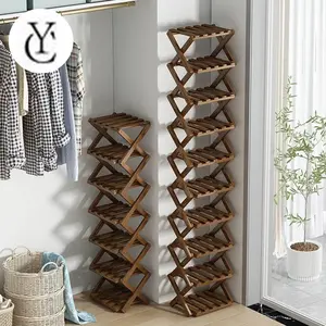 Bamboo Folding Shoe Rack, 1 Count Multi-layer Foldable Shoe Storage Rack, Shoe Organizer, Home Organizer for Living Room Bedroom Bathroom, Shoe Rack Organizer