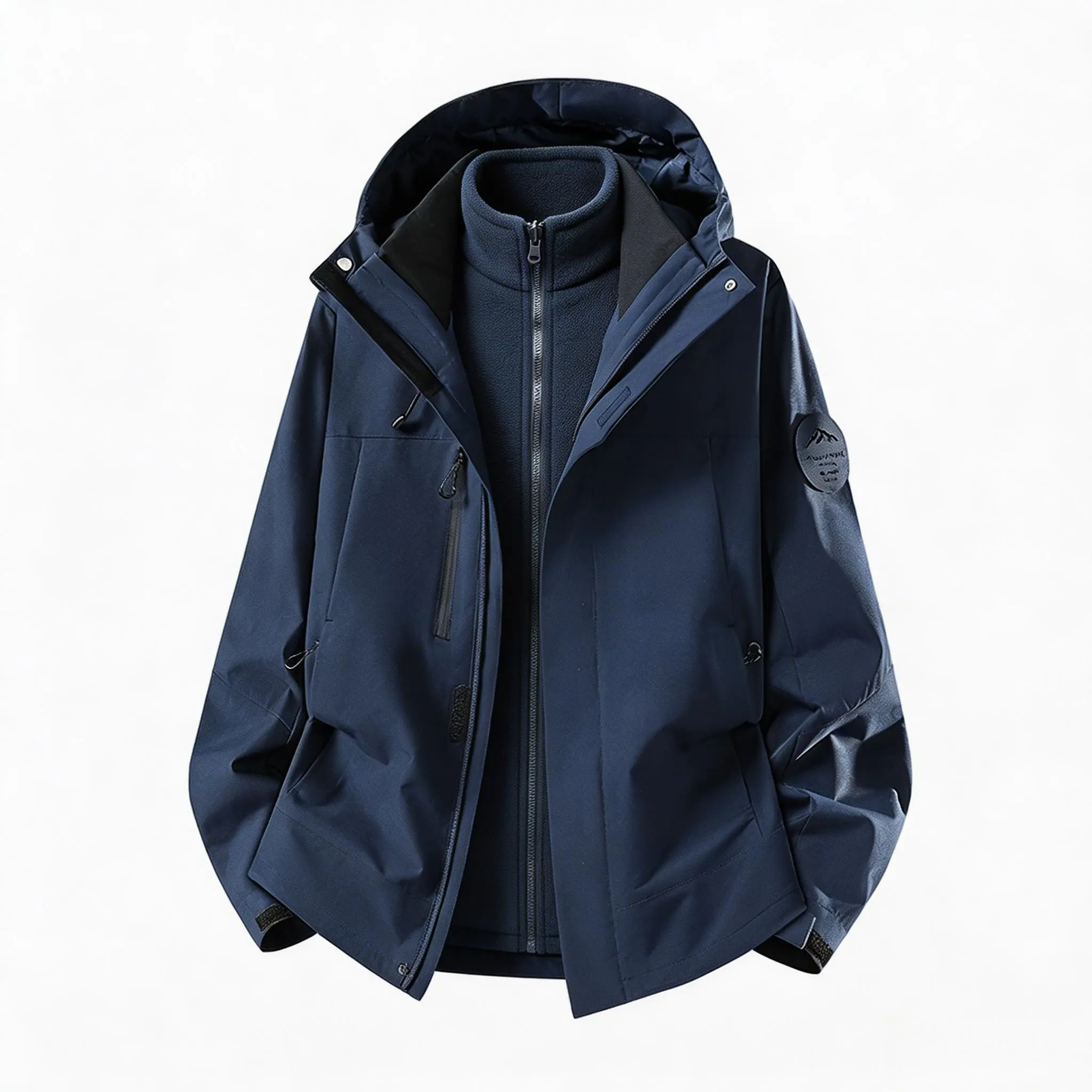 Men's 3-in-1 Detachable Layering Coat, Vintage Fencing Style Lightweight Long Sleeve Top for Everyday Outfits, Jackets, Outerwear, Tops, Basic