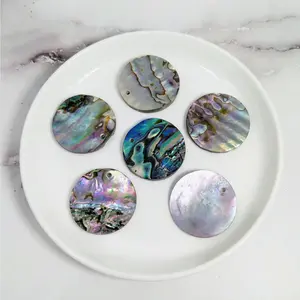 Abalone Shell 6 pack Top Drilled Disc Bead #LV3603