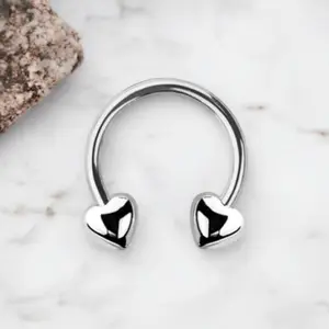 16g Heart Horseshoe Nose Ring, Little Heart Decor End Septum Piercing Horseshoe Ring Cartilage Piercing Jewelry