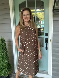 Pretty Woman Brown Polka Dot Dress