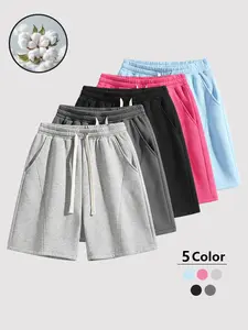 Men's summer solid color casual sports shorts, with drawstring side pockets at the waist - soft, breathable, skin friendly and comfortable, casual pants for daily outdoor activities, Tiktok shop discount