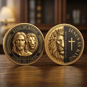 Jesus King of Kings Commemorative Coin, Lion of Judah Christian Coin, Revelation 19;16 Bible Verse Coin, Religious Gift, Faith Keepsake