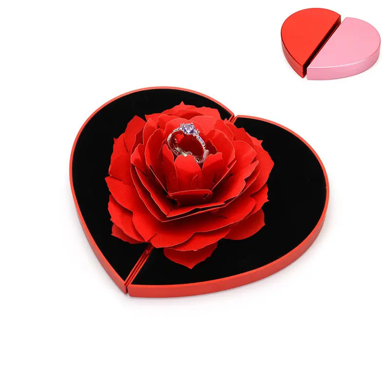 3D Rotating Heart Rose Ring Box – Valentine’s Gift