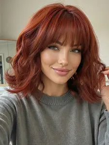 Bobo Head Synthetic Fiber Wig, Deep Fashion Style, Natural Look, Durable and Comfortable Design, Suitable for Daily Use, Wavy Synthetic Wigs