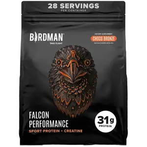 Falcon Performance Sport Protein Powder with Creatine - Chocolate Flavor - 3lbs - 31g Protein + 5g Creatine Monohydrate & BCAAs - Vegan - Sugar-Free - Optimum Muscle Recovery - Non-Dairy - Smooth Digestion