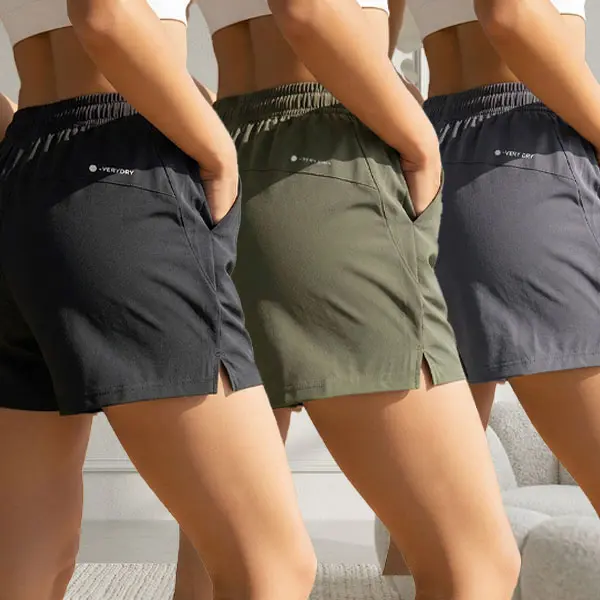 Women’s solid-color athletic shorts, 4-pack; available in multiple colors; quick-drying, breathable, and comfortable; made from nylon fabric combined with ice silk material, which helps keep them dry quickly. Suitable for women to wear—ideal for indoor ac Women’s solid-color athletic shorts, 4-pack; available in multiple colors; quick-drying, breathable, and comfortable; made from nylon fabric combined with ice silk material, which helps keep them dry quickly. Suitable for women to wear—ideal for indoor ac