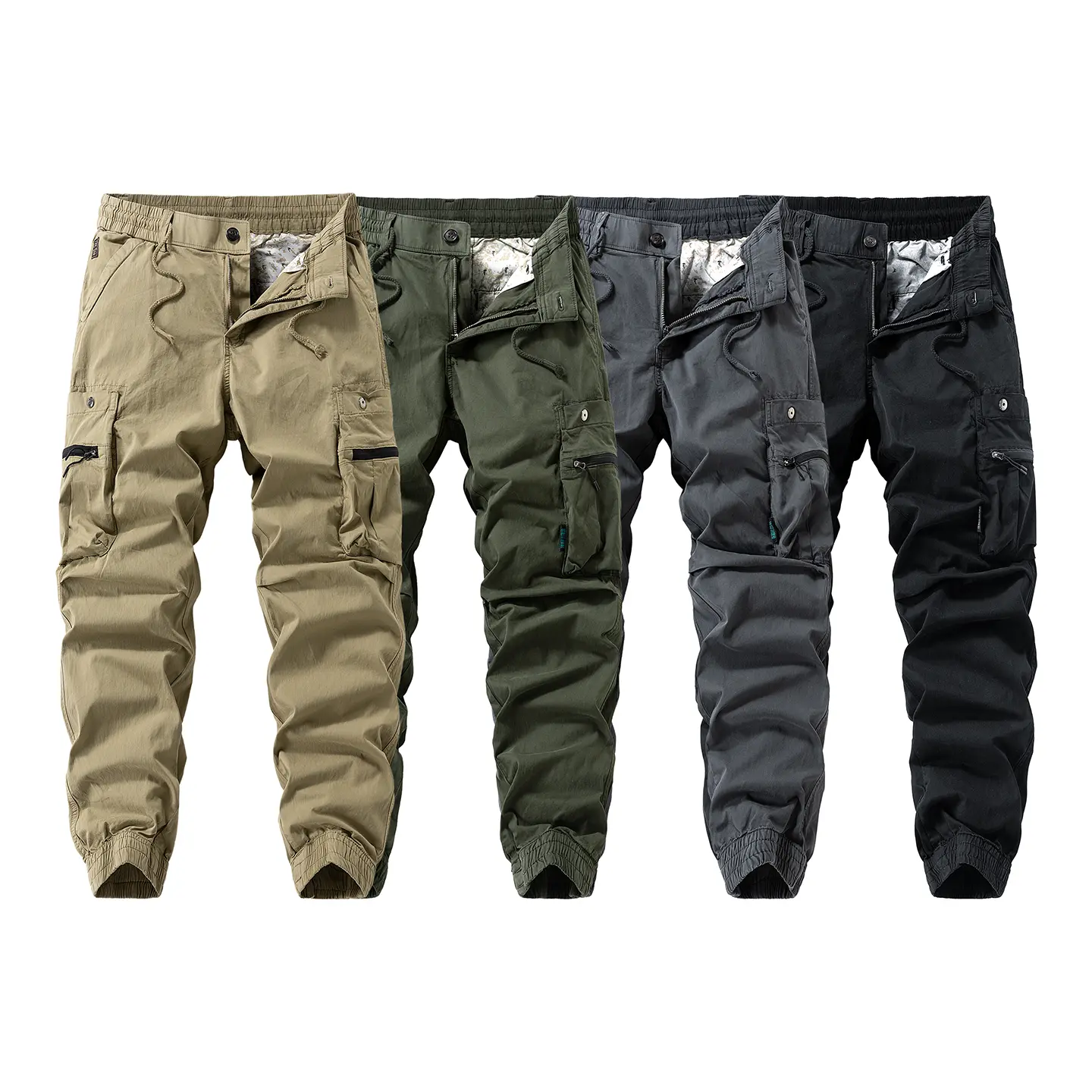 Men's Loose Baggy Soft Hard Cuffed Cargo Jogger Pants, Button Fly Ankle Length Work Trousers Cotton Spring Pants for Streetwear Casual Back to School Outfits