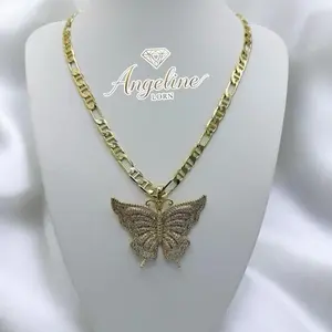Angeline Cadena Cubano Mariposa 20 Inch Laminado 14k Gold Real 3 Capas Stainless Steel Water Resistant Everyday Wear 24 Inches