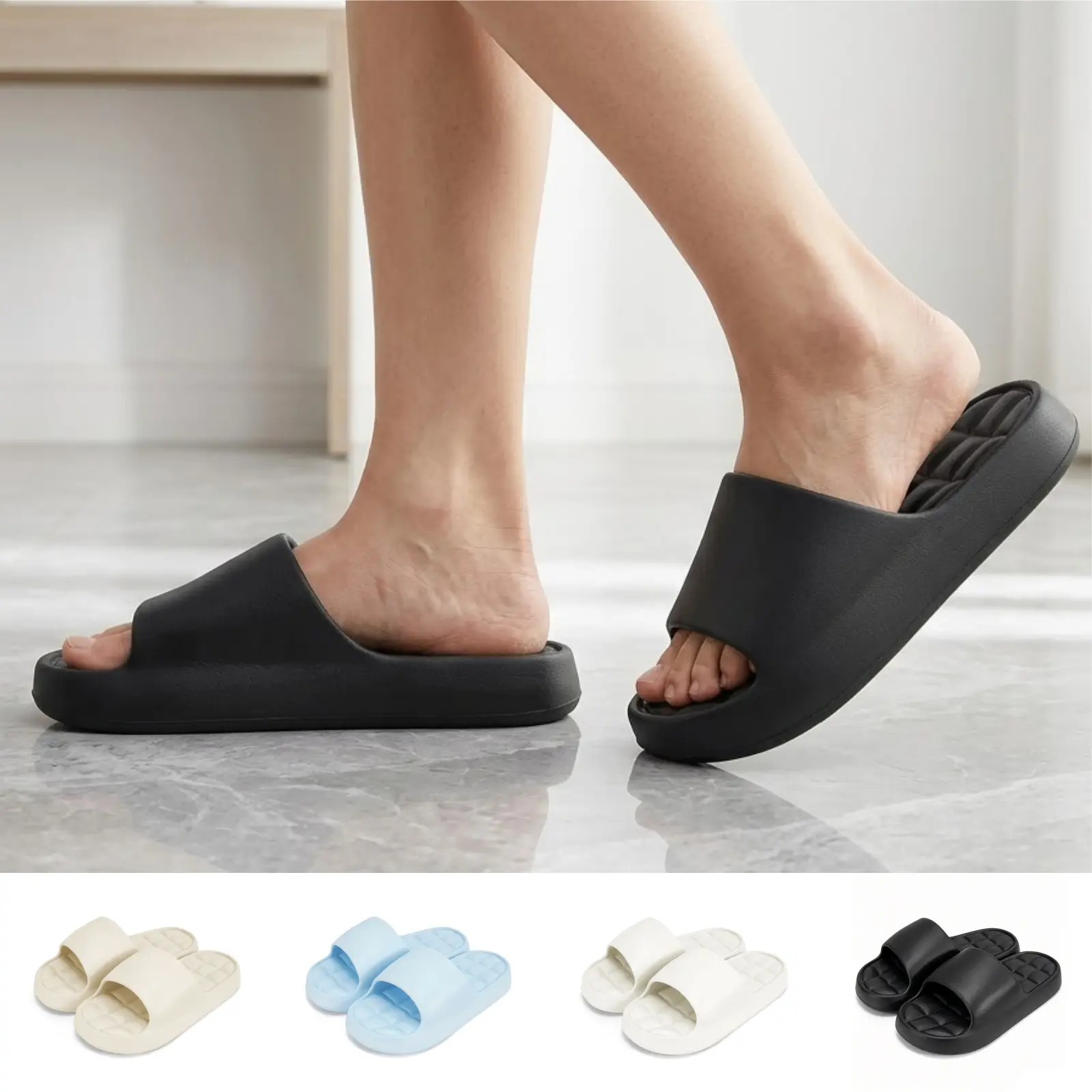 Women's Thick Sole Summer Footwear - Soft Cushion Casual House Slippers, Indoor-Outdoor Sandals for Bathroom & Home Holiday Gift