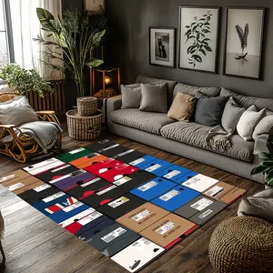 Sneaker Box Grid Crystal Velvet Area Rug Colorful Streetwear Non‑Slip Sneakerhead Living Room Rug#SneakerBoxRug #StreetwearRug #SneakerheadDecor #ColorfulSneakerCarpet #CrystalVelvetRug