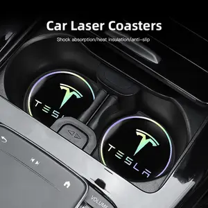 2PCS Car Water Coaster Pad Laser Water Coaster Accessories For Tesla Model 3 Model S Model X Model Y Cybertruck Roadster SpaceX