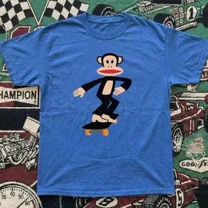 Blue Paul Frank Julius graphic tee the monkey skateboard royal blue t-shirt