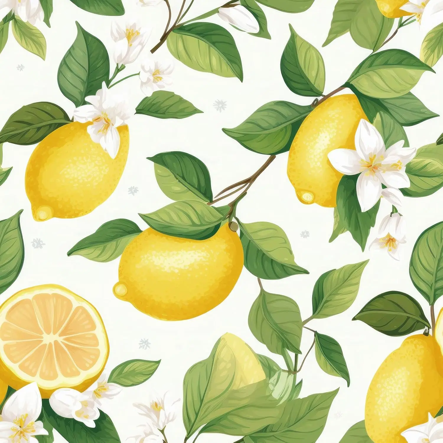 Yenhome Modern Farmhouse Peel and Stick Wallpaper, Yellow Lemon Floral Green Botanical Fruit Contact Paper, 17.5inX10ft Self-Adhesive Removable Vinyl for Bedroom Accent Wall, RV, Renter Friendly Single Roll, Entryway