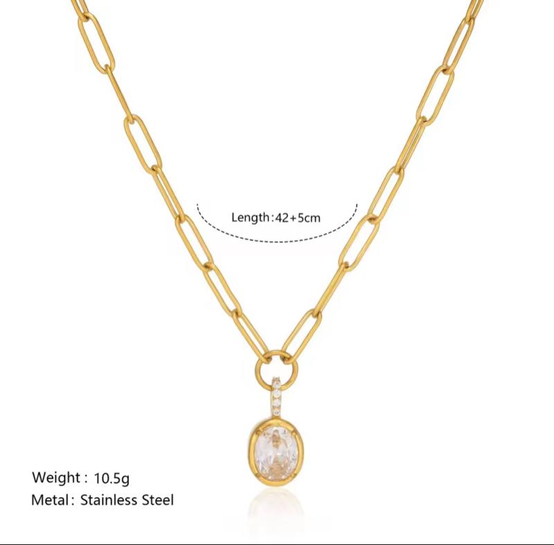 Necklace paper clip stainless steel