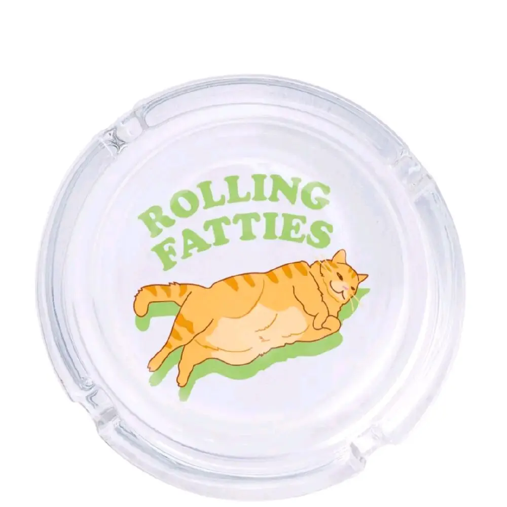 Rolling Fatties round Ashtray 4.25", Cute Ash Tray Smoking Gift