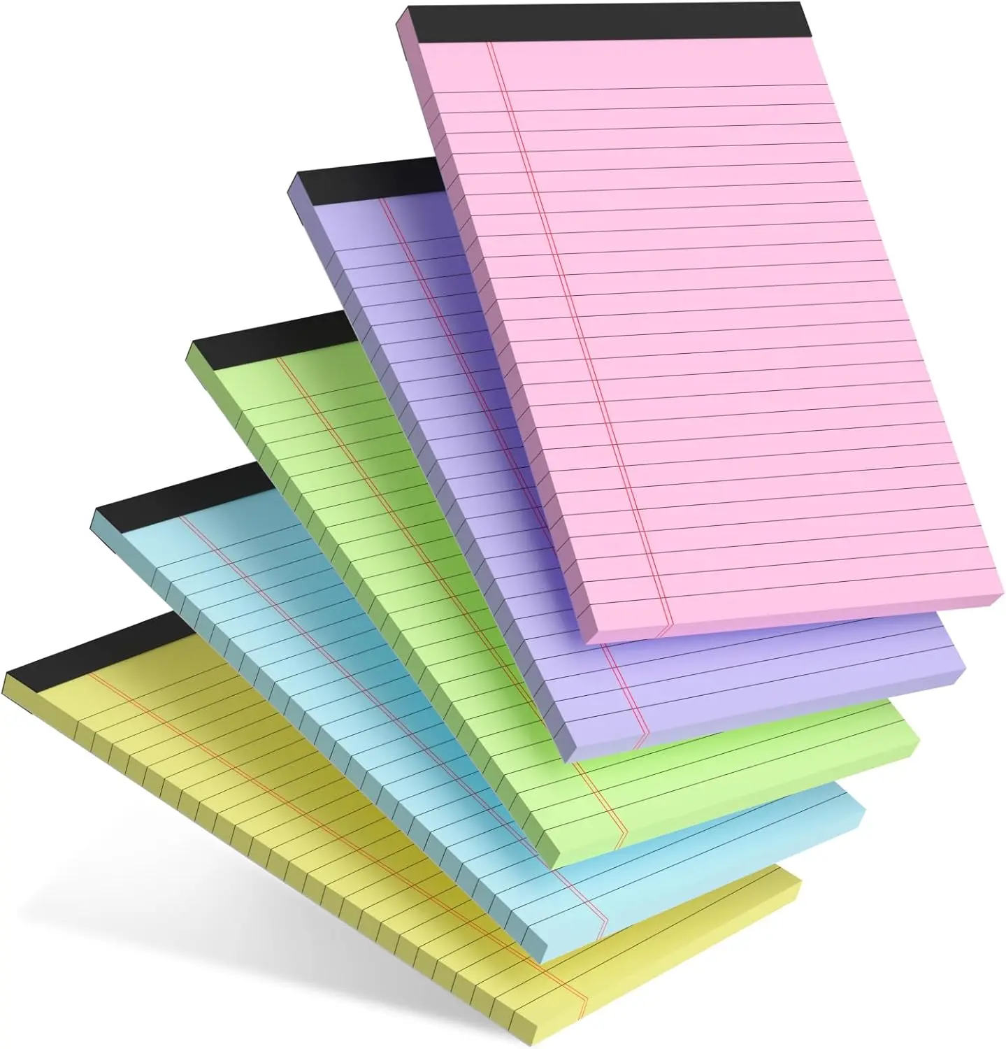 5pcs Colored Note Pads 5x8 College Ruled Small Legal Pads Paper Notepads 5 Pack Study Back Writing Pads 5 x 8 Paper Pads Perforated Narrow Ruled Pads of Paper