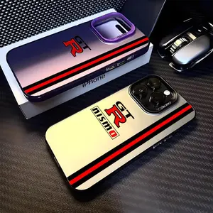 Cool Car G-GTR Pattern Phone Case for iPhone 17 16 15 14 13 12 Pro Max Air | Multicolor Matte Laser Metallic Phone Case | Aurora Gradient Finish with Smooth Matte Texture | Durable Scratch-Resistant Anti-Fingerprint Protective Cover Casing