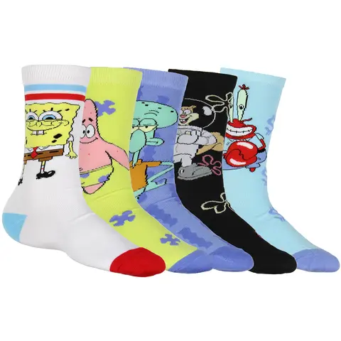 Nickelodeon Socks Spongebob SquarePants Socks Men's Socks Bikini Bottom Bunch 5-Pair Adult Crew Socks