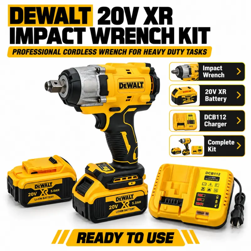DEWALT 20V MAX Cordless Impact Wrench Kit, High Torque Power Tool for Fastening and Bolt Removal, Durable Metal Anvil, Ergonomic Grip, Heavy Duty Electric Impact Wrench for Automotive Repair, Garage, DIY and Construction