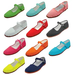 Womens Cotton Mary Jane Shoes Flat Slip On Ballet