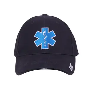 Navy Blue Star of Life EMT EMS Adjustable Cap - Embroidered EMT First Responder Baseball Hat