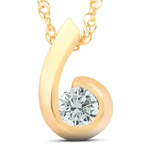 1/4ct Solitaire Round Diamond Pendant 10K Yellow Gold
