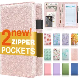 Leather Server Book with 2 Zipper Pockets - Sturdy Waitress Book, Waiter Book, Apron & Accessories for Waiters and Waitresses