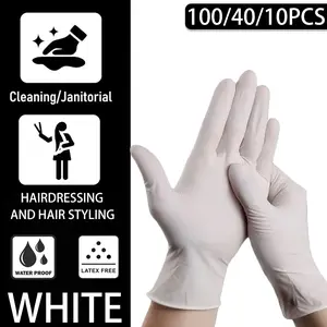 100/40/10pcs/bag, white disposable cleaning gloves, Multi Purpose Glove, comfortable to wear, PVC material, soft and durable, latex and powder free – suitable for kitchen, hair coloring, pet care, daily household chores.