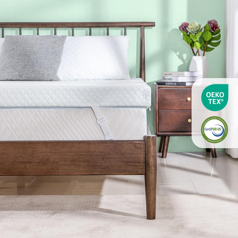 EGOHOME Original White Mattress Topper – Gel Memory Foam, Ventilated Design, Cooling Sleep, Removable Fitted Cover, Twin, Full, Queen & King Sizes