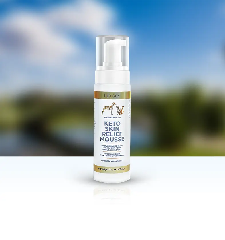 PetScy Keto Skin Relief Mousse For Dogs & Cats - Hydrates & Relieves Dry Irritated Skin, Promotes Soft Healthy Coat, Air-Dry Formula, Non-Greasy, Clean Ingredients