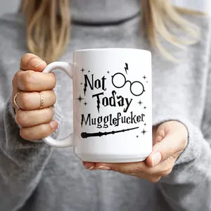 11oz/15oz Funny Harry Potter "Not Today Muggle" Mug - 11oz Offensive Humor Coffee Cup for Potter Fans Sarcastic Wizard Mug，Humor Ceramic Cup, Funny Gag Gift for Friends,Not Today Muggle Coffee Mug – Funny Fan Gift