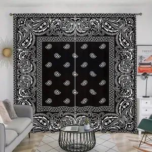 Retro Paisley Pattern Curtain, 2 Counts/set Modern Simple Door Curtain, Window Blocking Curtain, Home Decoration Curtain for Home Living Room Bedroom Study Room Kitchen Bathroom