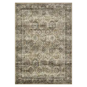 【Christmas Gift】5 x 7 ft Polyester Imitation Cashmere Brown Rectangular Hallway Bathroom Entryway Kitchen Office Foldable Geometric Printed Persian Washable Area Rug