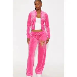 Ed Hardy Tattoo Eagle Velour Pant Set - Pink X