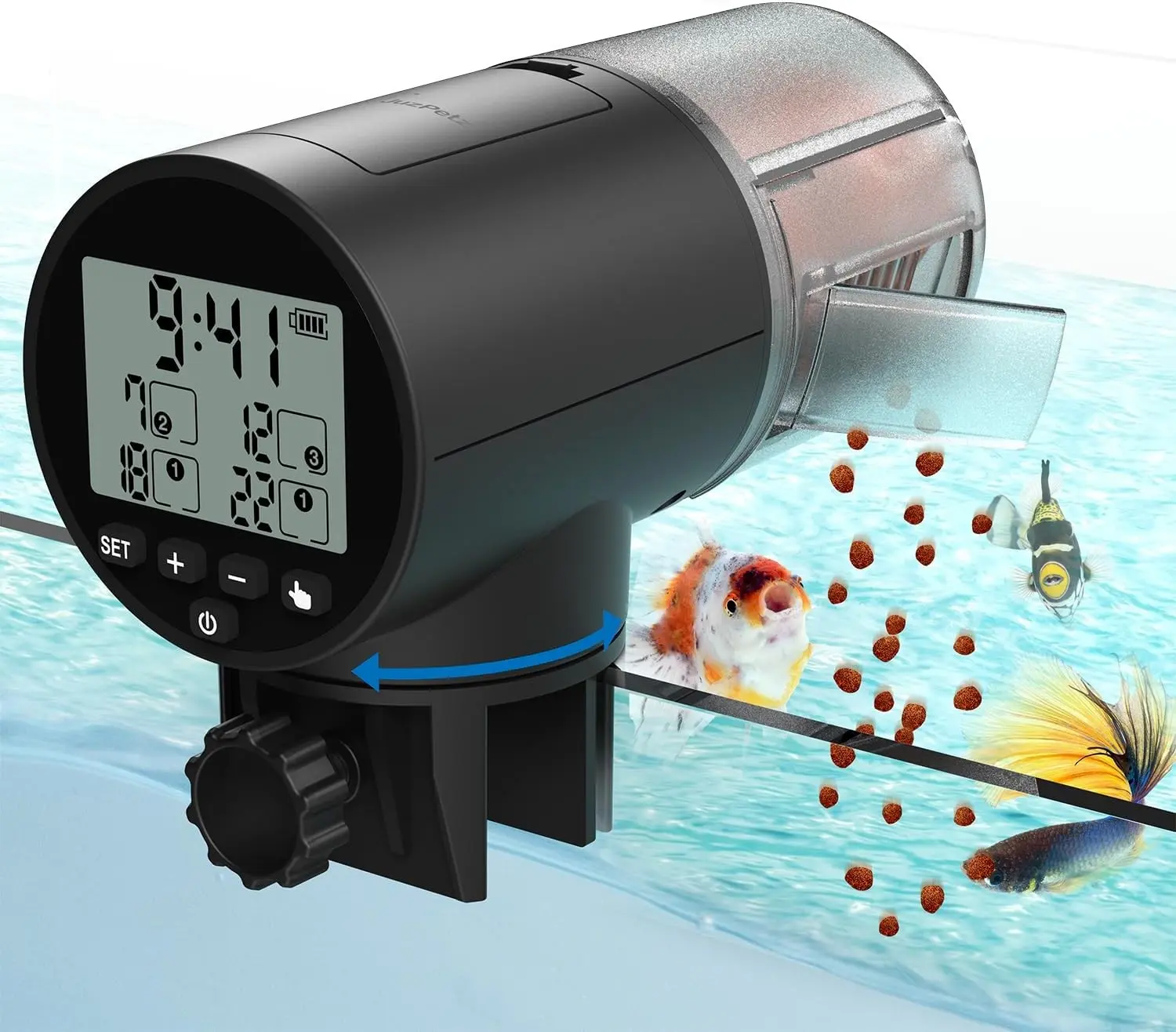 Automatic Fish Feeder Dispenser for Aquarium, 200ml Large Capacity | Auto Food Timer, Battery Powered, Batteries Included, 7 and 14 Day Vacation, Turtle Fish Tank Aquarium Accessories