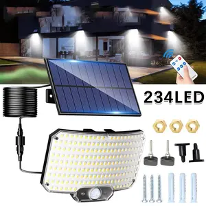 Solar Lights Outdoor 234 LED Solar Light Outdoor with Motion Sensor, IP65 Waterproof, Solar Wall Light for Garden with 16.5 ft Cable