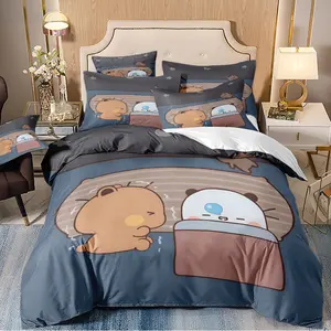 3-piece duvet cover set, two sleeping kittens pattern, 3D digital printed bedding, suitable for bedroom and guest room home decoration (1 duvet cover 2*pillowcases, duvet not included) machine washable, zipper