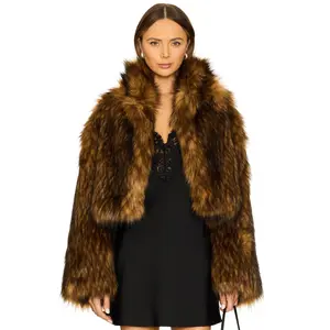 Adrienne Landau Teddy Bomber Jacket in Brown Tipped