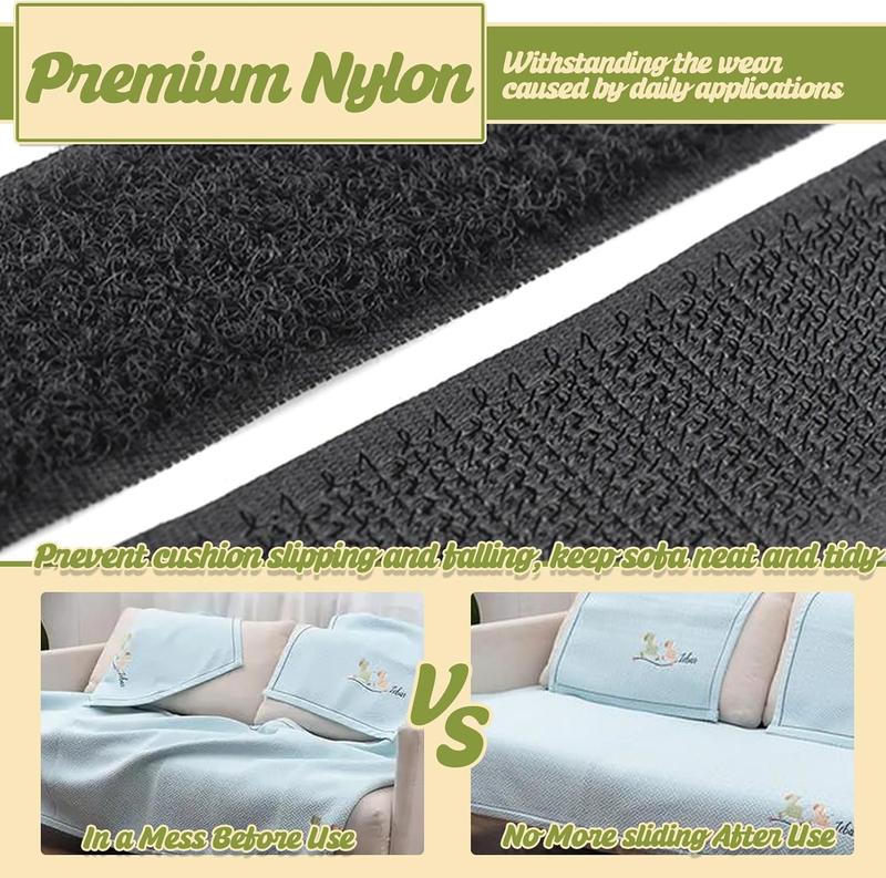 4.3 Inch x 32.8  Heavy Duty Hook and Loop Tape Strips with Adhesive Cushion Grip to  Sliding Keep Couch Cushions Mattress from Sliding, Outdoor No Punching Picture Wall Hanging Strips