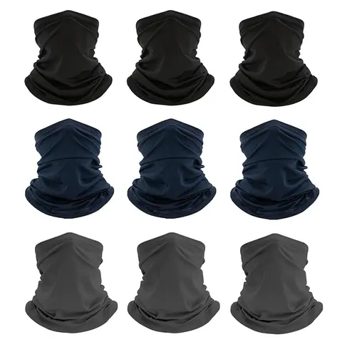 Universal Outdoor Sports Neck Gaiter, Outdoor Sports Mask, 9 Counts/set Breathable Neck Scarf, Sun Protection Face Cover, Neck Face Covering for Outdoor Cycling Running Skiing Climbing Hiking